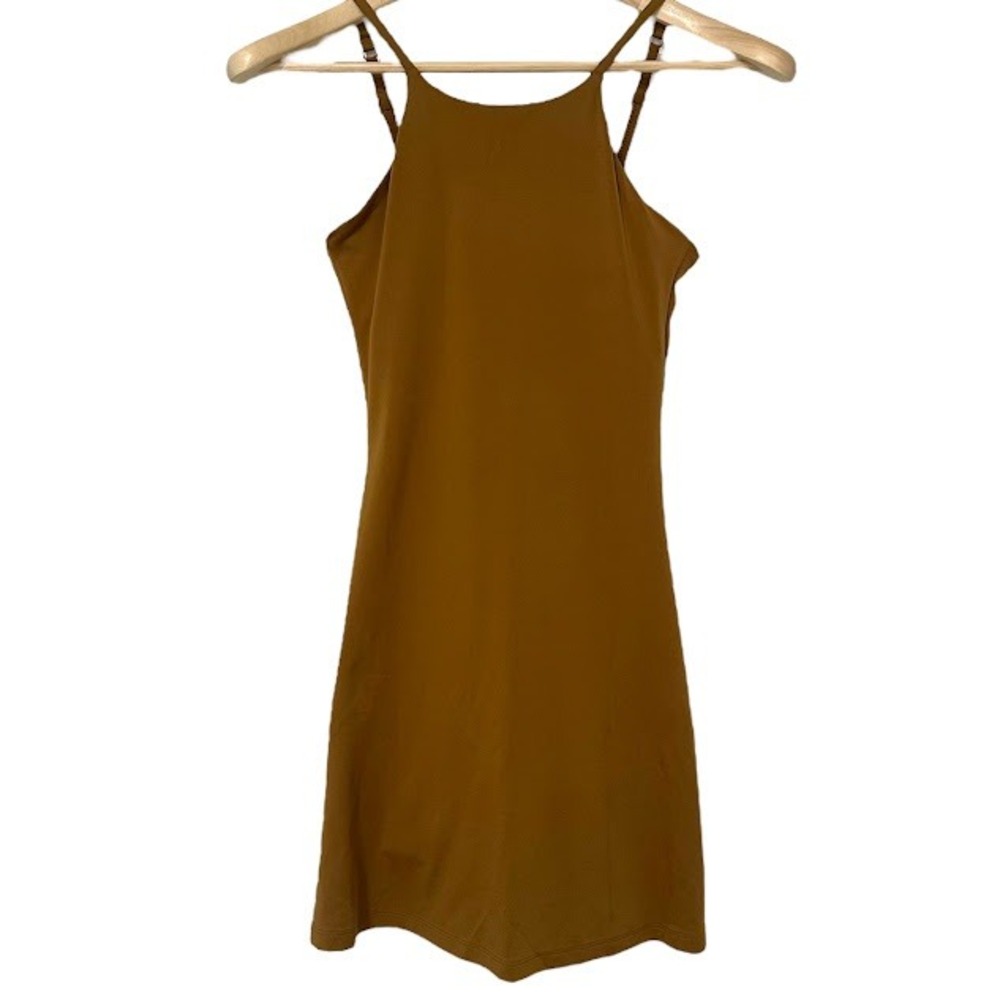 Girlfriend Collective Thin Strap Khaki Green Bra Shorts Athletic Tennis Dress S